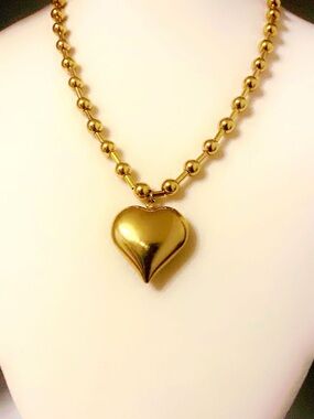 Stainless steel Polished Gold Heart Pendant Necklace for Women